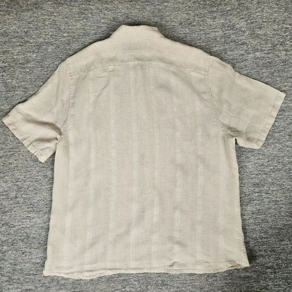 The A&F Summer Linen Blend Men's XXL Cream Camp Button Up Casual Beach Preppy